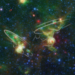 USS Enterprise Shaped nebulae in Deep Space